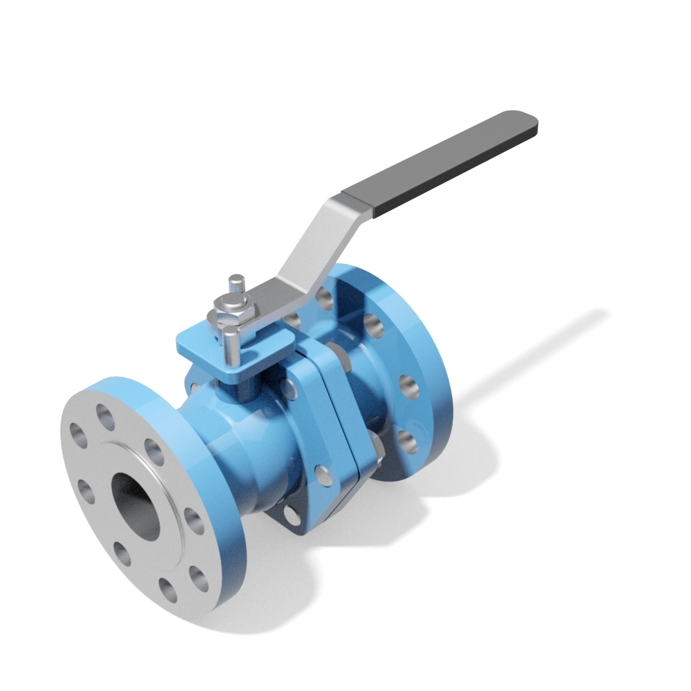 2 Piece ball manual valve - ASME-BPE flanged ends - 3D CAD download file