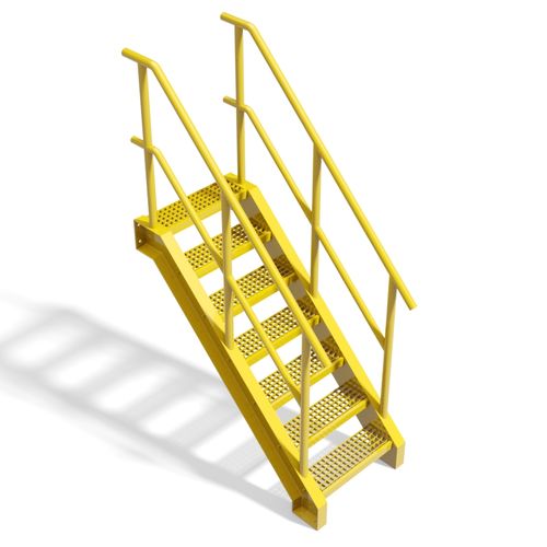 Metal grate stairs Type D - 3D CAD models