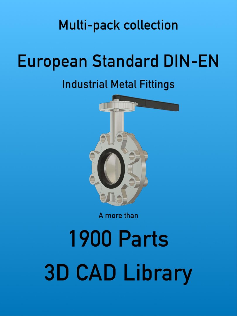 DIN-EN Industrial Metal Fittings - 1900 3D CAD FILES