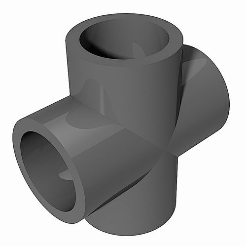 Cross PVC-U - socket ends - 3D CAD download file