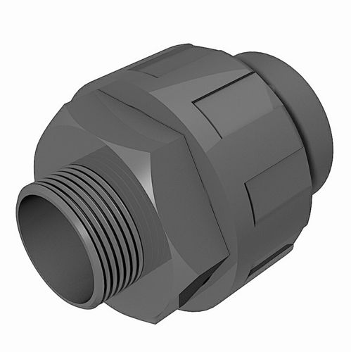 Three piece union - socket end x BSP male - 3D CAD download file